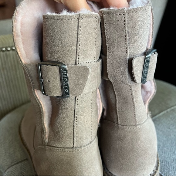 Birkenstock Uppsala Shearling Boot in Gray Taupe with pink shearling size 8 - Picture 6 of 9